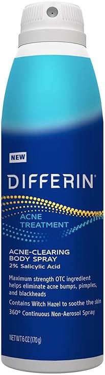 Differin Acne Body Spray, Acne Treatment with Salicylic Acid by the makers of Differin Gel, 360 Formula for Back Acne, Chest and Shoulders, 6 oz - Product Image