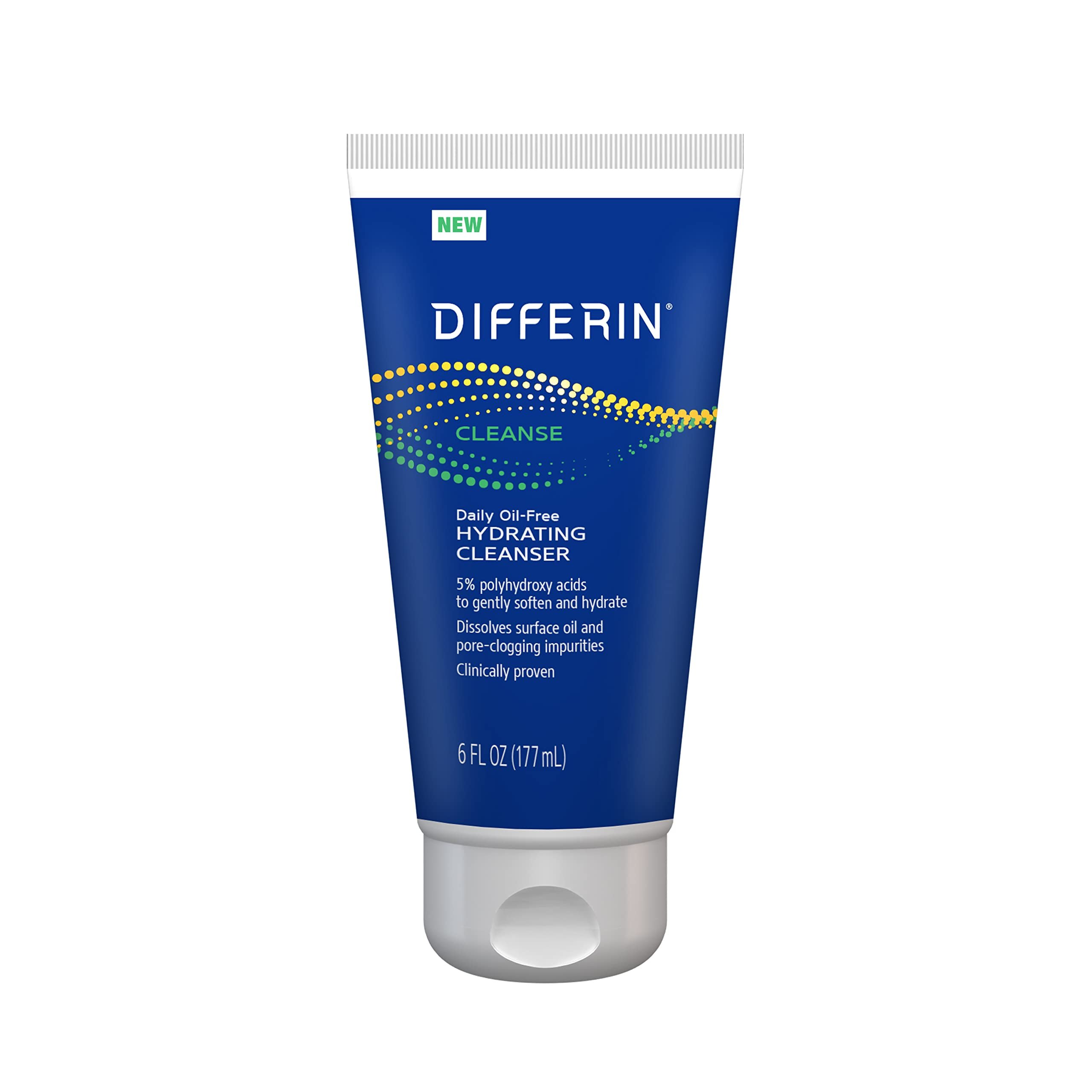 Differin Facial Cleanser, Daily Oil Free Hydrating Face Wash by the makers of Differin Gel, Gentle Skin Care for Acne Prone Skin, PHAs, 6 Oz. - Product Image