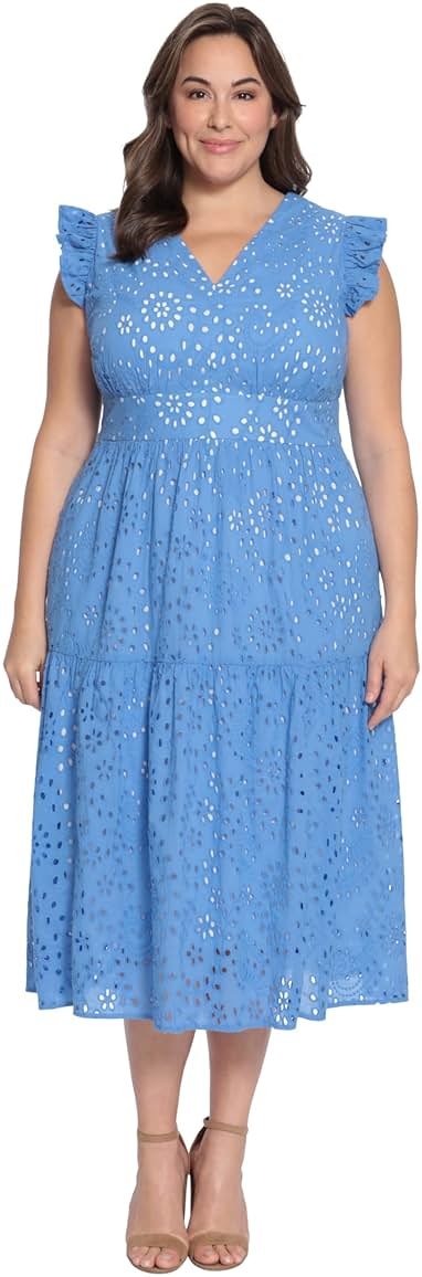 Maggy London Women's Maggy London Women's Dresses Sleeveless V-Neck with Ruffle Shoulder Detail and Tiered Skirt - Product Image