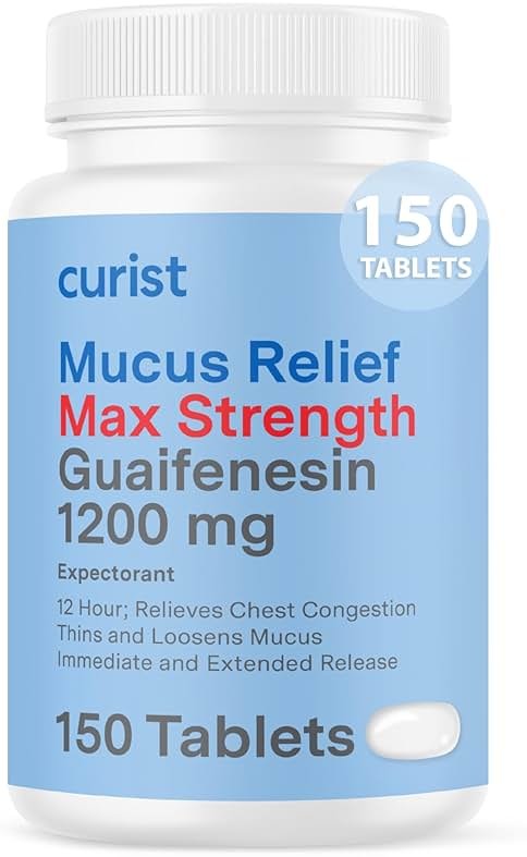 Curist Guaifenesin 1200 Mg Extended Release Tablets - 150 Count Maximum Strength Mucus Relief Tablets OTC - Clear Congestion - Product Image