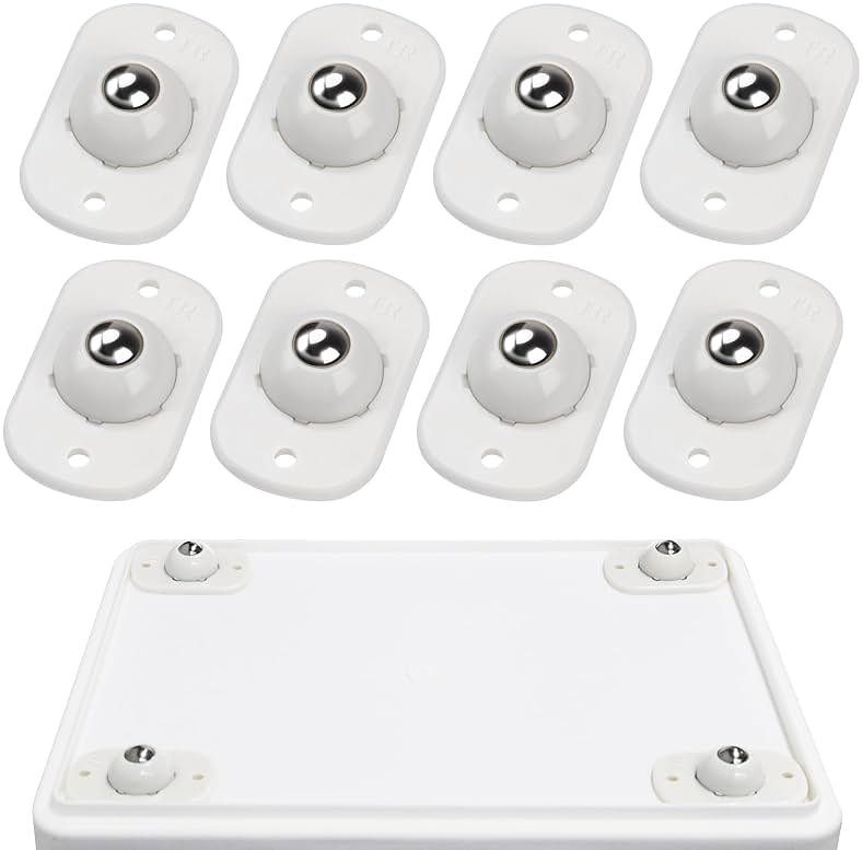 TRVL FIELDER Self Adhesive Caster Wheels, Appliance Rollers Appliance Slider for Kitchen, 360° Swivel Small Casters - Solve Coffee Maker Air Fryer Small Appliances Countertop Sliding (8, White-Swivel) - Product Image