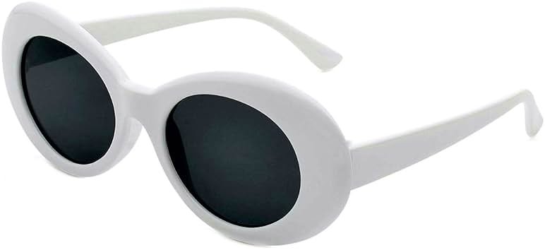 ADMIRING White Oval Round Sunglasses Thick Bold Clout Goggles Oval Mod Retro Vintage Kurt Cobain Inspired Sunglasses Lens - Product Image