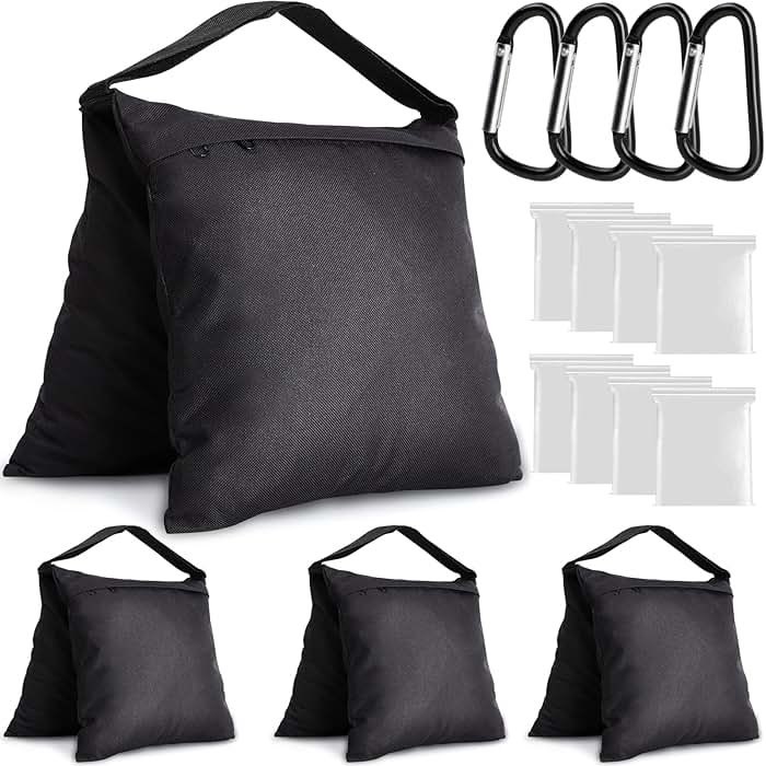 Aimosen 4 Packs Sandbags Weight Bags for Light Stand Photography Video Equipment, Heavy Duty Saddlebag for Backdrop Stand, Photo Tripod, Canopy, Pop up Tent, Umbrella Base, Fishing Chair, Picnic Table - Product Image