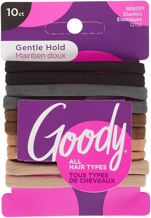 Goody Ouchless Seamless Hair Elastics, 10 Ct, Neutral Tones, Damage-Free Gentle Hold Ties, No Snag or Pull, For All Occasions, Chic Styling Accessories for Women & Men, All Hair Types - Product Image