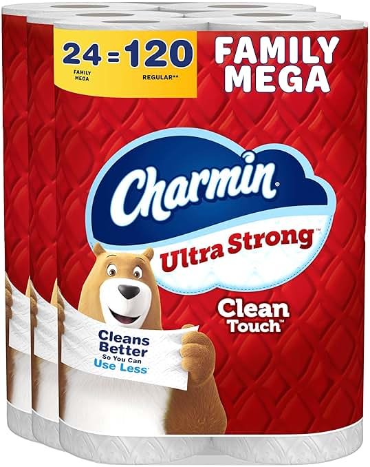 Charmin Ultra Strong Clean Touch Toilet Paper, 24 Family Mega Rolls = 120 Regular Rolls - Product Image