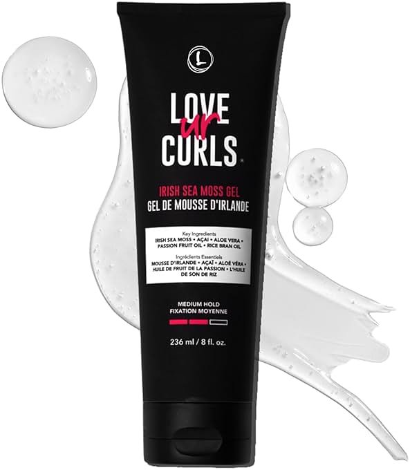 Love Ur Curls Irish Sea Moss Hair Gel, Medium Hold Hair Styling Curling Gel for Defined Curly Hair, Waves & Coils, Vegan, Cruelty Free, 236mL - Product Image