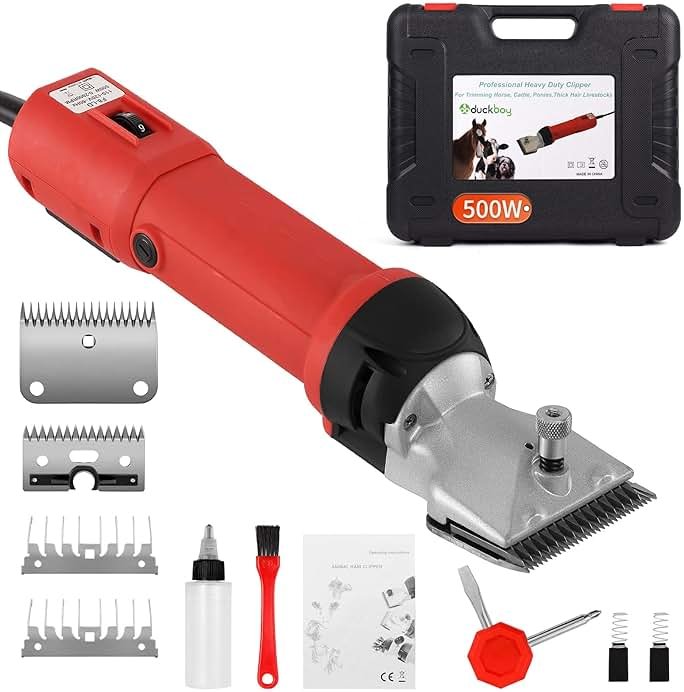 DUCKBOY Heavy Duty Clippers for Thick Coats Animals, 500W Professional Electric Shearing Machine for Horse Pony Cattle and Large Dogs Livestocks Grooming, 6 Speed & 2 Detachable Shearing Blades - Product Image