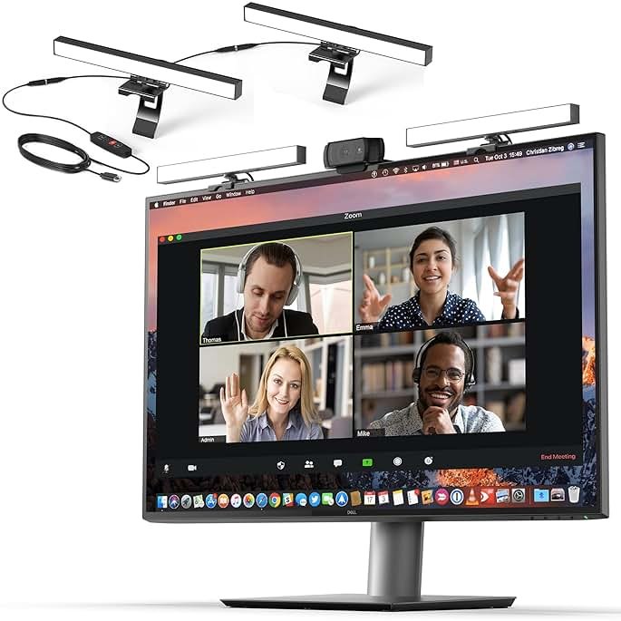 HumanCentric Video Conference Lighting - Webcam Light for Streaming, LED Monitor and Laptop Light for Video Conferencing, Zoom Lighting for Computer, Replace Ring Light for Zoom Meeting, Double Kit - Product Image