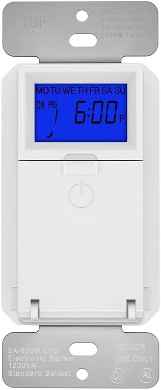 TOPGREENER Digital Astronomic Timer Switch, 7-Day Programmable Sunrise Sunset Timer for Lights, Fans, & Motors, Single-Pole or 3-Way, Neutral Wire Required, UL Listed, TGT01-HN-W, White - Product Image