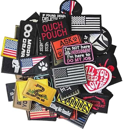 Harsgs 20 Pieces Random Tactical Morale Patch Bundle, Full Embroidery Loop and Hook Patches Set for Caps, Bags, Backpacks, Vest, Military Uniforms,Tactical Gears Etc - Product Image