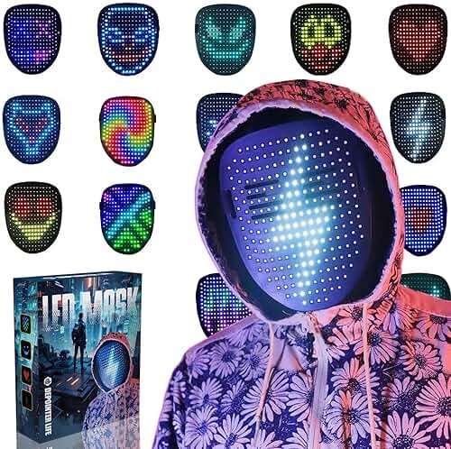 Depointer Life LED Mask Light up Masks With Gesture Sensing,Teen Boys Gifts Perfect Gifts for Halloween Christmas Birthday - Product Image