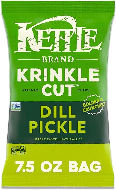 Kettle Brand Potato Chips, Krinkle Cut, Dill Pickle Kettle Chips, 7.5 Oz - Product Image