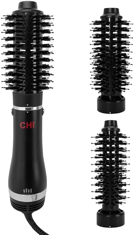 CHI 3-in-1 Round Blowout Brush, Hair Dryer Brush for Smooth, Frizz-Free Hair, 3 Interchangeable Brush Heads & Adjustable Heat Settings - Product Image