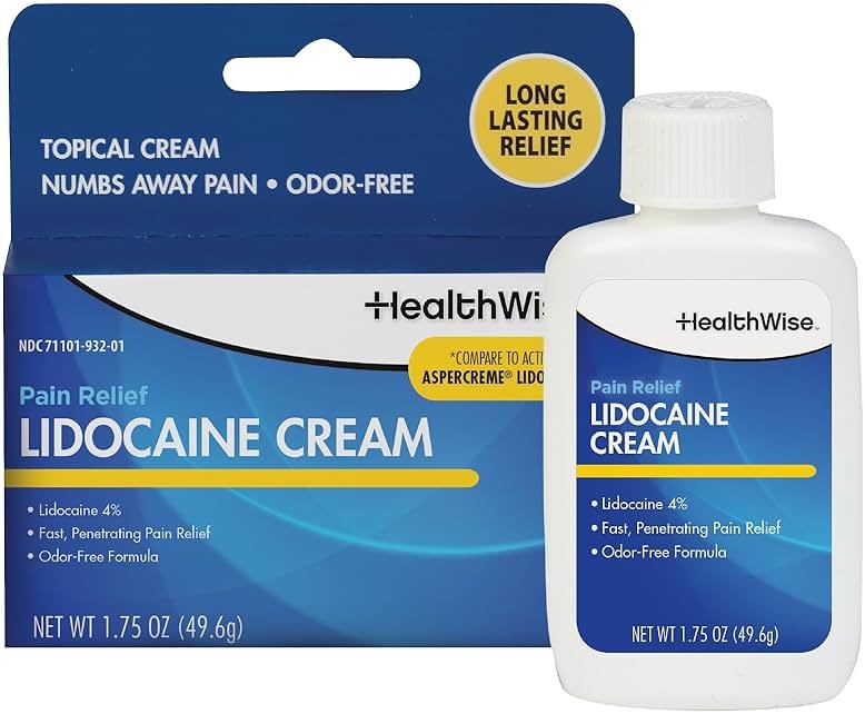 HealthWise Maximum Strength Lidocaine Cream | Numbs Away Pain | Long-Lasting Relief | Non-Greasy | 1.75 Oz - Product Image