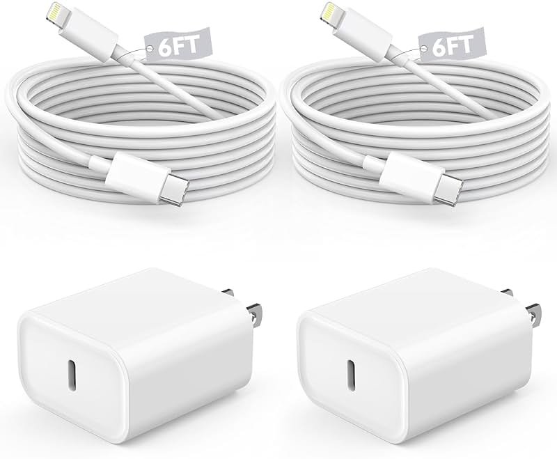 Fast Charger iPhone,iPhone Charger Fast Charging 2Pack USB C Wall Charger Block Fast i Phone Chargers 6FT Type-C USB C to Lightning Cable Cord for iPhone14/14Plus/13/12/11 Pro Max,Mini,8,iPad/AirPods - Product Image