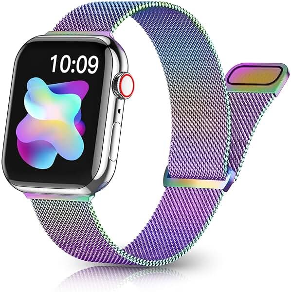 Rabini Magnetic Band Compatible for Apple Watch Bands Women Men 40mm 38mm 41mm 42mm 46mm 44mm 45mm 49mm, Stainless Steel Mesh Metal Sport Strap Wristband iWatch Series 11 10 9 8 7 6 5 4 3 2 1 SE Ultra - Product Image