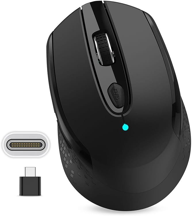 RaceGT USB C Wireless Mouse, Type C Silent Mouse for MacBook Air/Pro, 2.4G Cordless Computer Mice with 6 Buttons and 3 Adjustable DPI for Mac, Laptop, Desktop, PC - Product Image