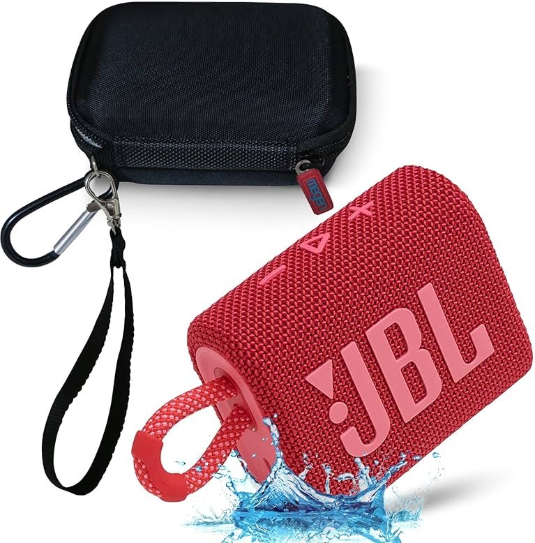 JBL GO 3 Waterproof Ultra Portable Bluetooth Speaker Bundle with Megen Hardshell Case (Red) - Product Image