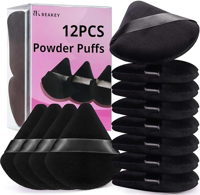BEAKEY 12pcs Powder Puffs for Face Powder Triangle Powder Puff for Loose and Cosmetic Foundation, Makeup Puff for Contouring, Cloud Kiss Beauty Makeup Tools - Product Image