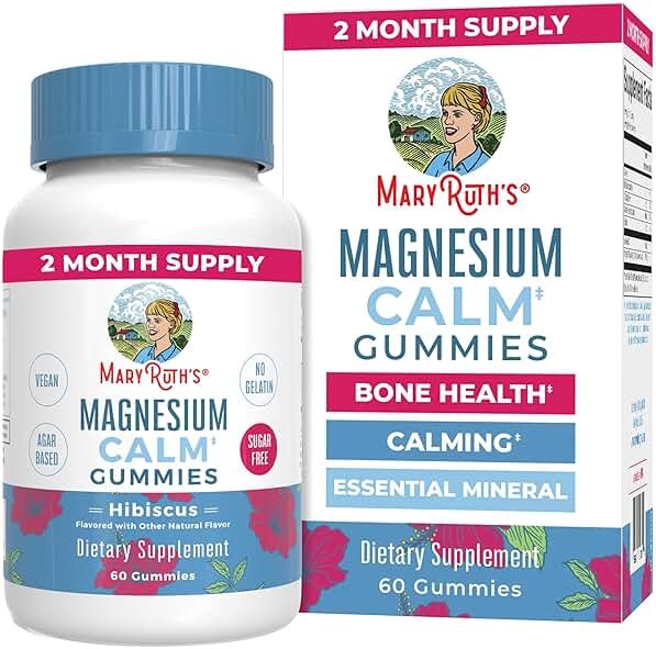 MaryRuth Organics Calm Magnesium Citrate Gummies | 2 Month Supply | Sugar Free | Magnesium Supplement for Adults | Stress Relief | Bone Health | Vegan | 60 Count - Product Image