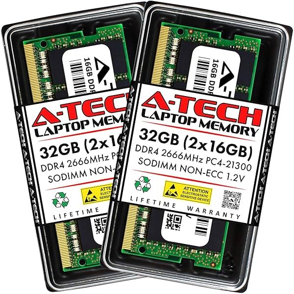 A-Tech 32GB Kit (2x16GB) RAM for Dell OptiPlex 7070, 7060, 5070, 5060, 3070, 3060 Micro Desktops | DDR4 2666 MHz SODIMM PC4-21300 Memory Upgrade - Product Image