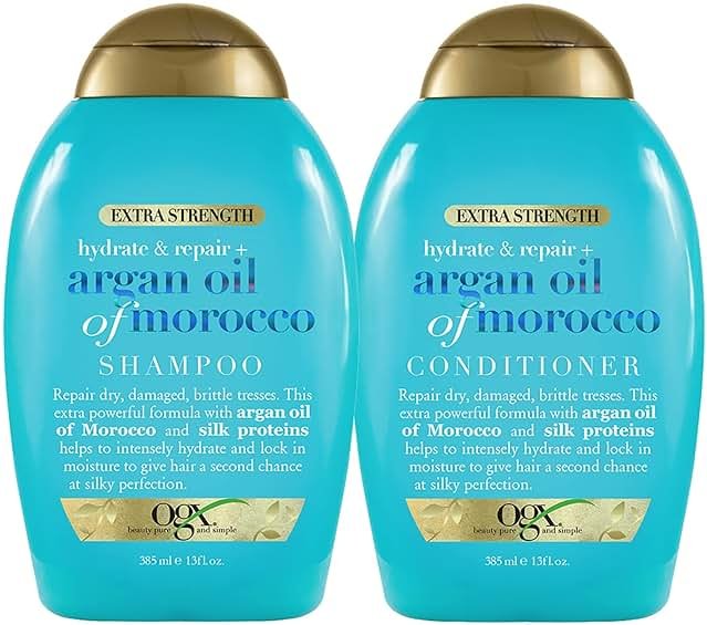 OGX Extra Strength 13 Fl Oz Hydrate & Repair Argan Oil of Morocco Shampoo & Conditioner for Dry, Damaged Hair Bundle - Product Image