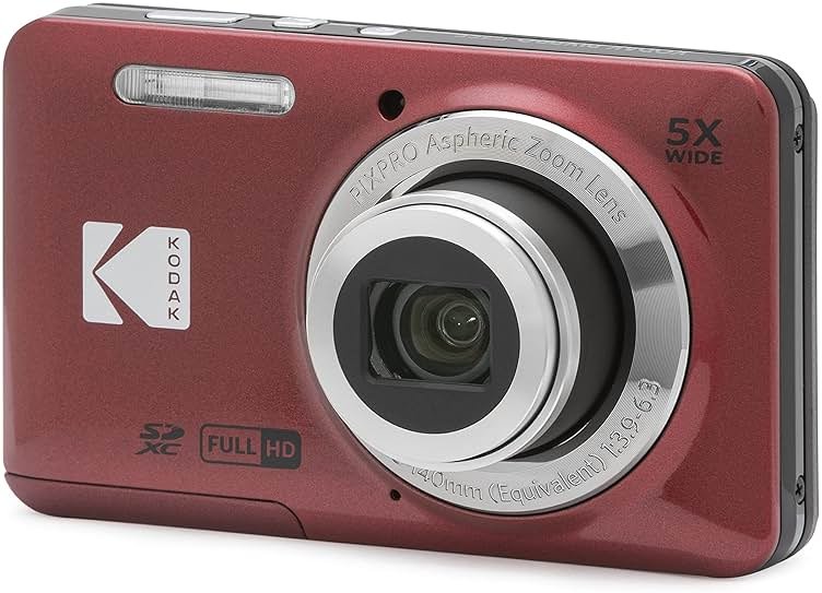 Kodak PIXPRO FZ55-RD 16MP Digital Camera 5X Optical Zoom 28mm Wide Angle 1080P Full HD Video 2.7" LCD Vlogging Camera (Red) Packaging May Vary - Product Image