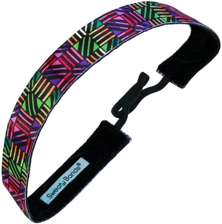 Sweaty Bands Womens Girls Headband - Non-Slip Velvet-Lined Workout Hairband - Don't Box Me In Pink 1-Inch - Product Image