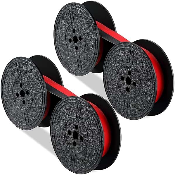 Jecery 2 Pairs Universal Typewriter Ribbon Portable Vintage Manual Typewriter Red and Black Calculator Ribbon Replacement Pack Compatible with Most Vintage Typewriters - Product Image