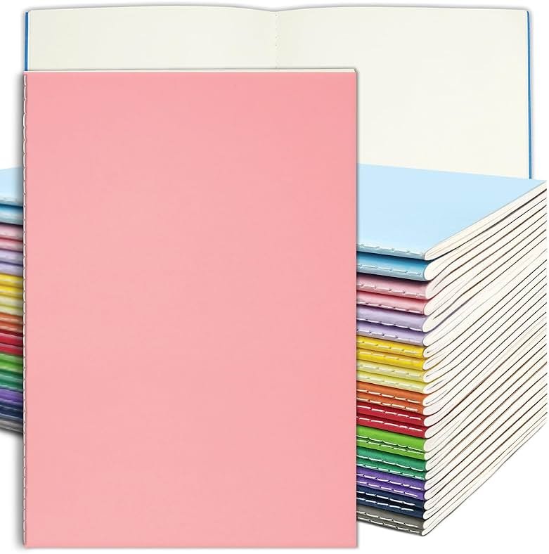 DWIYITTN 24 Pack Blank Books for Kids - 5.5"x 8.3", 60 Pages - Small Journals Bulk, Girls Notebooks for Drawing & Writing, Sketchbooks w/Colorful Soft Cover, Unlined Paper, A5 Travel Size - Product Image
