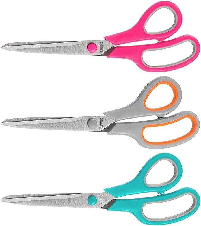 Scissors All Purpose,8.5'' Scissors for office Bulk 3-Pack Stainless Steel Sharp for Home School Sewing Fabric Craft Supplies - Product Image