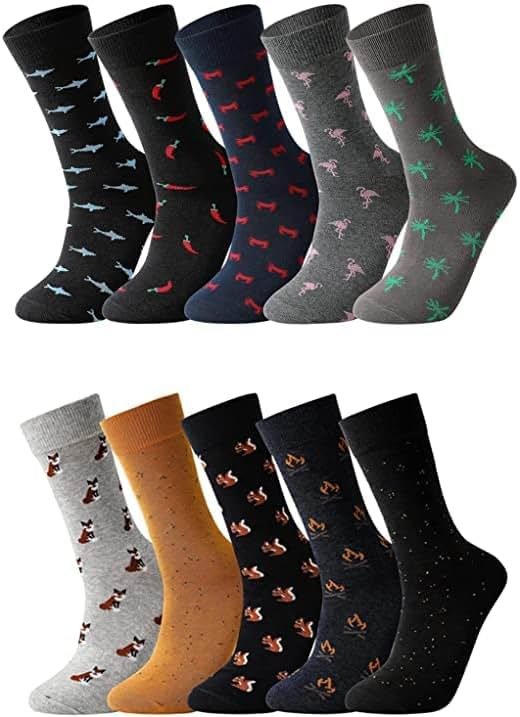 GLENMEARL Mens Dress Socks 10 Pack Funny Combed Cotton Dress Socks for Men - Fun Patterned Colorful Novelty Funny Socks - Product Image