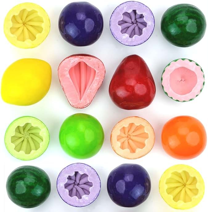 Chewing Gum for Kids - 2 Inch Jumbo Bubble Gum - 15 Pcs Mega Fruit Shaped Gumballs - Assorted Fruit Flavored Gums - 1.75 LB - Product Image
