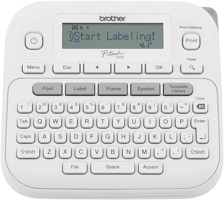 Brother P-Touch PTD220 Home/Office Everyday Label Maker | Prints TZe Label Tapes up to ~1/2 inch White - Product Image