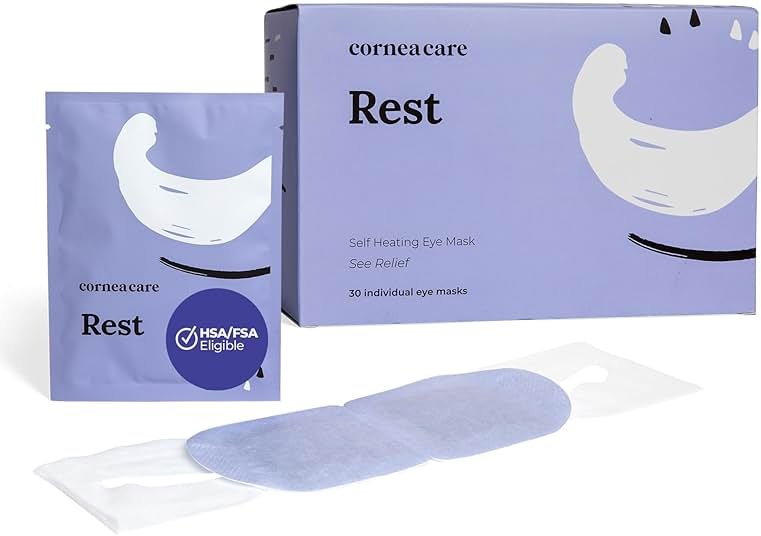 CorneaCare Rest: Self Heating Warm Compress for Dry Eyes | Heated Eye Mask for Fast Relief | Steam Mask for Stye Treatment | No Microwave or Washcloth Needed | Travel Ready Warm Compress | 30 Count - Product Image