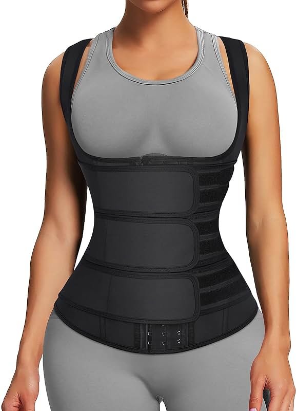FeelinGirl Waist Trainer for Women Latex Waist Trainers Vest Plus Size Waist Cincher Corset 3 Belts Hooks Steel Bones - Product Image