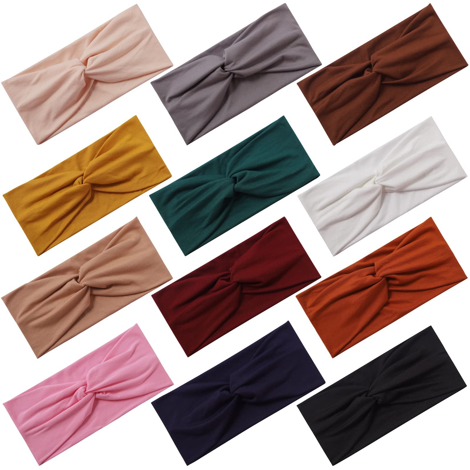 Panleding 12 Pcs Stretchy Headbands for Women, Absorbed Sport Headband Soft Twist Knotted Headbands for Daily Life Yoga Workout - Product Image