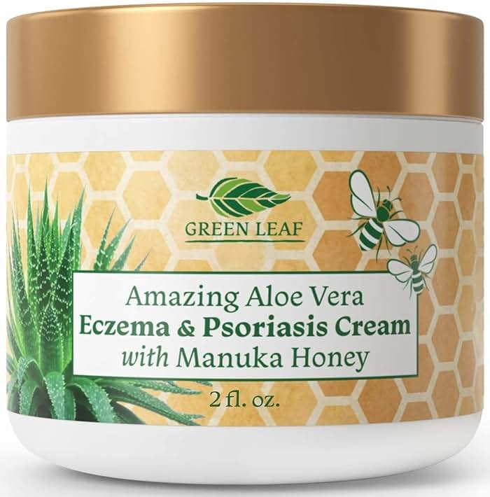 Manuka Honey Eczema Cream Moisturizing Lotion Treatment for Psoriasis Relief - Itchy, Dry Skin Rash Ointment - Soothing Moisturizer for Baby, Kids, Adults - High Strength Body & Face Cream 2oz - Product Image