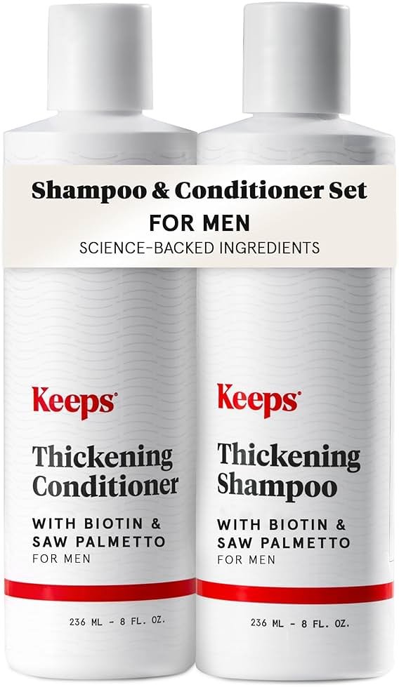 Keeps Thickening Shampoo & Conditioner for Men - Anti-Thinning Hair Care Duo with Biotin, Caffeine & Saw Palmetto - Color-Safe Men's Volumizing Shampoo & Conditioner - DHT-Blocker - 8 Oz Each - Product Image