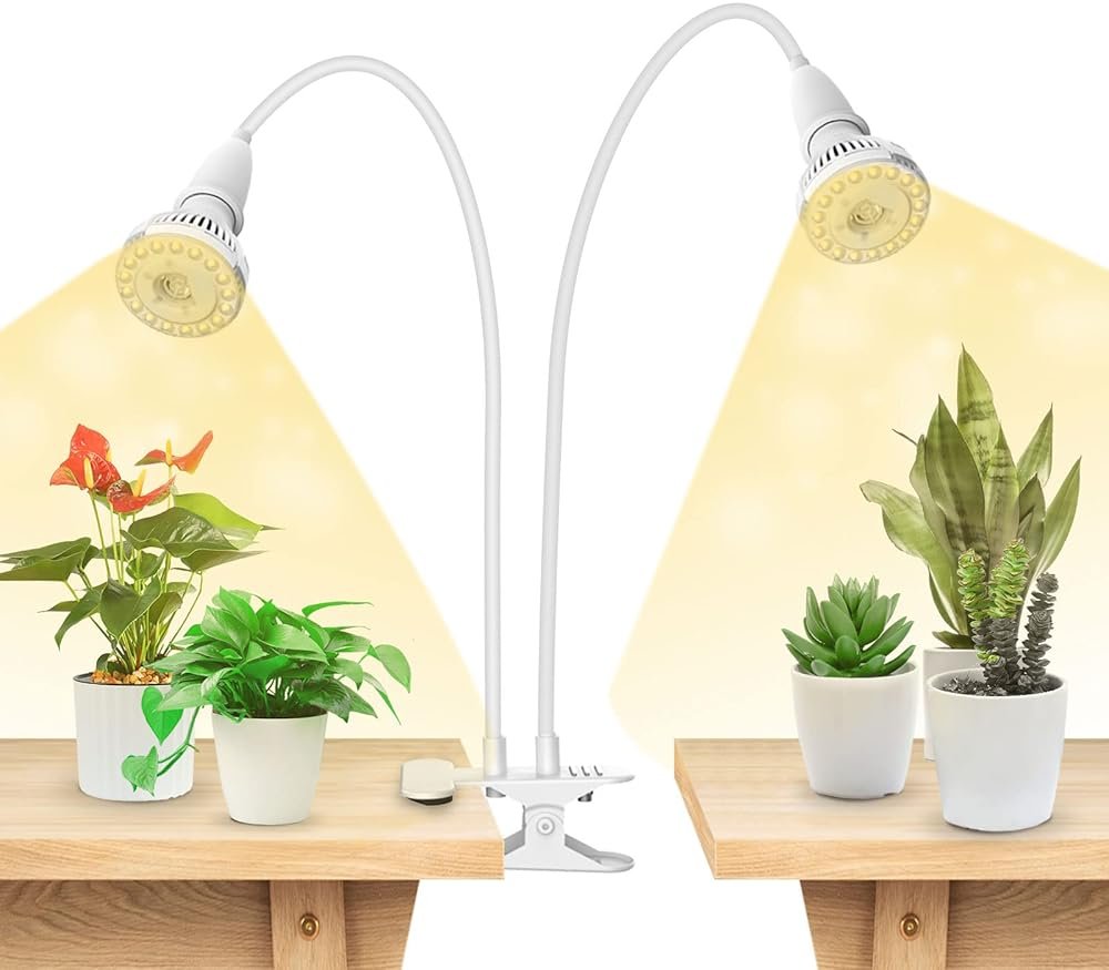 SANSI LED Grow Lights for Indoor Plants, 300W Full Spectrum Clip-on Gooseneck Grow Light with Ceramic Tech.,20W Plant Light for Indoor Growing High PPFD, Lifetime Free Bulb Replacement White, No Timer - Product Image