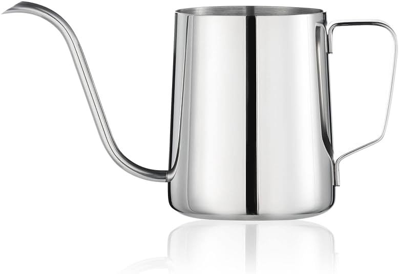 PARACITY Pour Over Kettle, Gooseneck Spout Coffee Tea Pot,12OZ Hanging Ear Hand Blunt Long Narrow Drip Cup Gooseneck Kettle, Camping Coffee Pot for Travel Outdoor(Stainless Steel) - Product Image