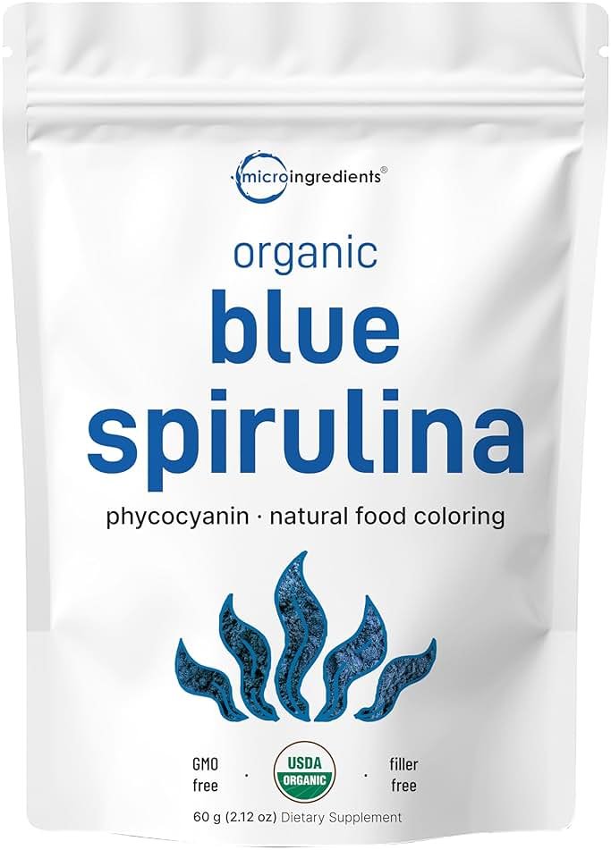 Organic Blue Spirulina Powder (Phycocyanin Extract), 60 Servings - No Fishy Smell, 100% Vegan Protein from Blue-Green Algae, Natural Luminous Food Coloring for Smoothies, Baking, Drinks & Cooking - Product Image