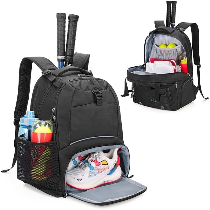DSLEAF Tennis Backpack for 2 Rackets, Tennis Bag with Separate Ventilated Shoe Space for Tennis/Pickleball/Badminton/Squash Racquet and Accessories - Product Image