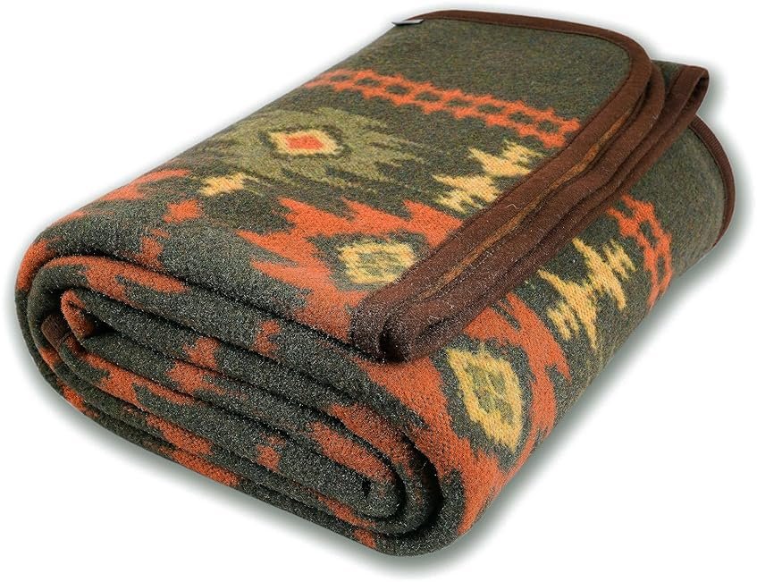 ACUSHLA Merino Wool Blanket - Warm Thick Washable Large Bed Couch Outdoor Camping Sleeping Throw Blanket All Seasons, Myers Green 79x63 - Product Image