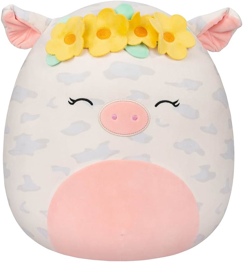 Squishmallows 16-Inch Rosie Spotted Pig with Yellow Flower Crown - Large Ultrasoft Official Kelly Toy Plush - Amazon Exclusive - Product Image