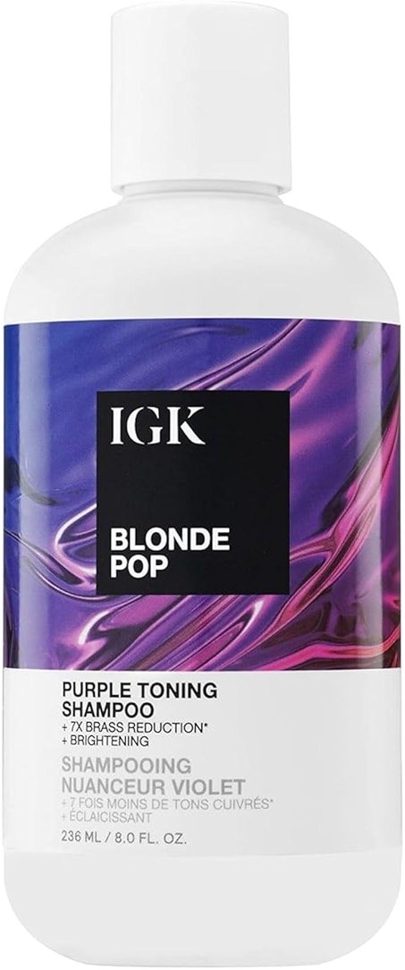IGK BLONDE POP Purple Shampoo | Neutralizes Brass + Brightens Blonde | Toning Shampoo for Highlighted, Bleached & Color-Treated Hair | Vegan + Cruelty Free | 8 Oz - Product Image