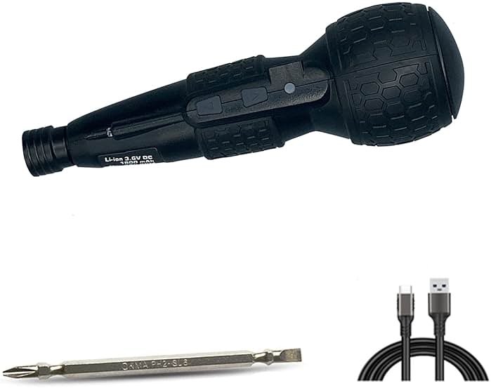 SHENHAOXU 3.6V Cordless Electric Screwdriver Rechargeable portable Mini Rotary Home Gadget，Automatic Manual all in one with LED Light and USB-C Charging Cable BLACK - Product Image