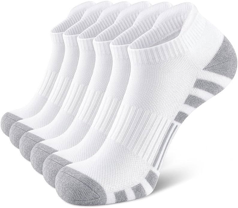 Airacker Athletic Running Ankle Cotton Socks, Low Cut Cushioned functional Anti-Blister Tab Sports Socks for Men Women 6pairs - Product Image