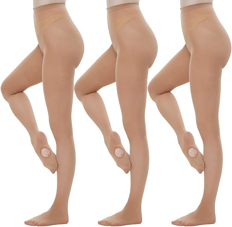 MANZI Dance Tights for Women Solid Color Ballet Tights Comfortable Convertible Opaque Tights Pack of 3 - Product Image