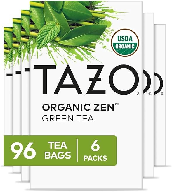 TAZO Organic Zen Green Tea, Green Tea Zen for Health and Wellness, 96 Total Tea Bags (16ct - Pack of 6) - Product Image